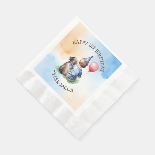 De eerste verjaardag van een gepersonaliseerde jon servet (Hoek)