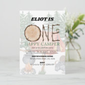 De eerste verjaardag van een Happy Camper Boy Kaart (Staand voorkant)