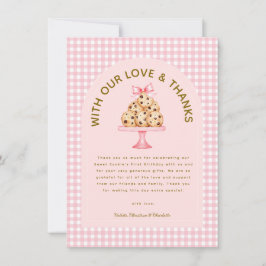 De eerste verjaardag van een lief koekjesmeisje be bedankkaart