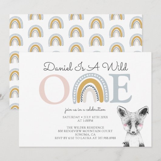 De eerste verjaardag van een wilde vos kaart (Voorkant / Achterkant)