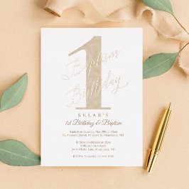 De eerste verjaardag van Elegant Script Gold Baby  Folie Uitnodiging