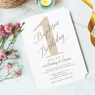 De eerste verjaardag van Elegant Script Gold Baby Kaart