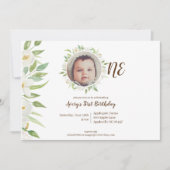 De eerste verjaardag van Elegant White en Green Fl Kaart (Voorkant)