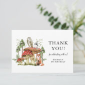De eerste verjaardag van Enchanted Forest Woodland Bedankkaart (Staand voorkant)