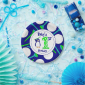 De eerste verjaardag van Golfing Penguin Baby Papieren Bordje (Feest)