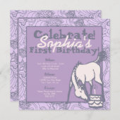 De eerste verjaardag van Lavender Pony Girl Kaart (Voorkant / Achterkant)