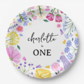 De eerste verjaardag van Little Wildflower Girl Papieren Bordje (Voorkant)