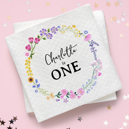 De eerste verjaardag van Little Wildflowers Girl Servet