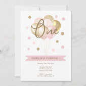 De eerste verjaardag van meisjes Roze en Gold Part Kaart (Voorkant)