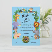 De eerste verjaardag van One Wild YearBoy's Thank  Bedankkaart (Staand voorkant)