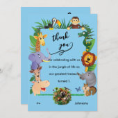 De eerste verjaardag van One Wild YearBoy's Thank  Bedankkaart (Voorkant / Achterkant)