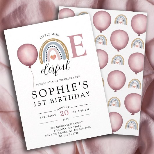 De eerste verjaardag van Onederful Rainbow Girl Kaart