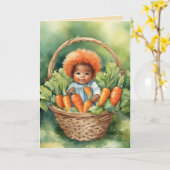 De eerste verjaardag van onze Carrot Top Kaart (Gele Bloem)