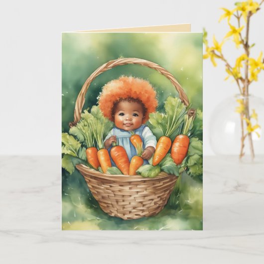 De eerste verjaardag van onze Carrot Top Kaart (Gele Bloem)