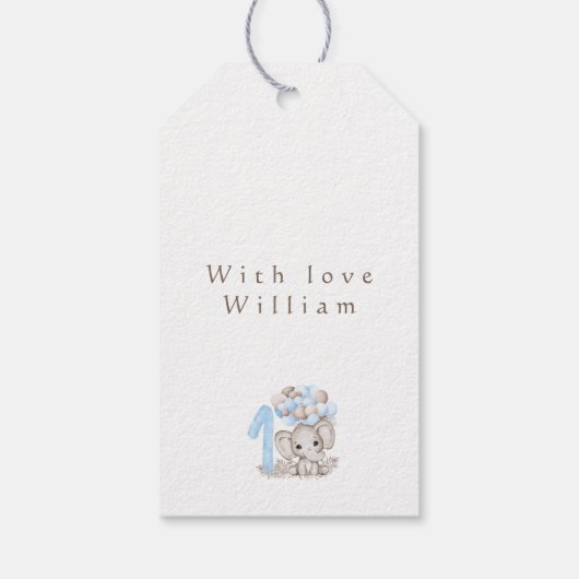 De eerste verjaardag vult het blauw in dank u Labe Cadeaulabel (Achterkant)