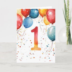 De eerste verjaardagsballonnen feestdagen kaart