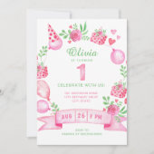 De eerste verjaardagsuitnodiging van Pink Party Gi Kaart (Voorkant)