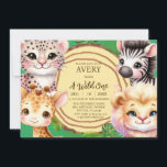 De eerste verjaardagsuitnodigingen van een wilde j kaart<br><div class="desc">Deze wilde verjaardagsuitnodigingen vieren de eerste verjaardag van je zoon met een safari oerwoud thema. Schattigee kawaii dieren maken deze uitnodiging schattig!</div>