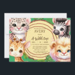 De eerste verjaardagsuitnodigingen van een wilde j kaart<br><div class="desc">Deze wilde verjaardagsuitnodigingen vieren de eerste verjaardag van je zoon met een safari oerwoud thema. Schattigee kawaii dieren maken deze uitnodiging schattig!</div>