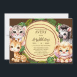 De eerste verjaardagsuitnodigingen van een wilde j kaart<br><div class="desc">Deze wilde verjaardagsuitnodigingen vieren de eerste verjaardag van je zoon met een safari oerwoud thema. Schattigee kawaii dieren maken deze uitnodiging schattig!</div>