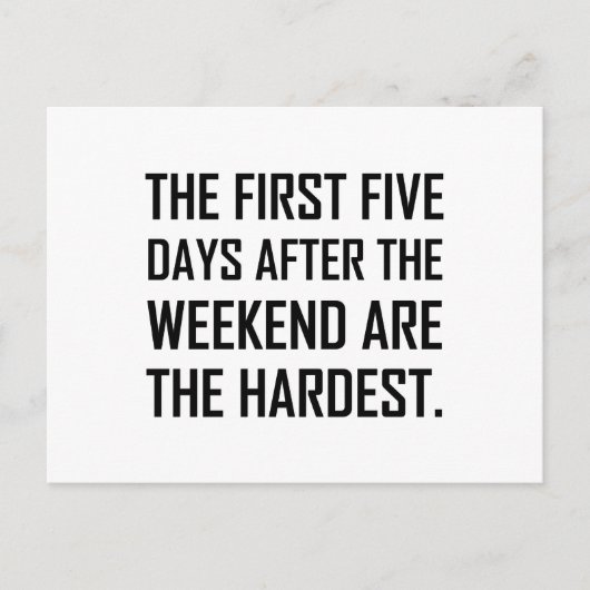 De eerste vijf dagen na het hardste weekend briefkaart (Voorkant)