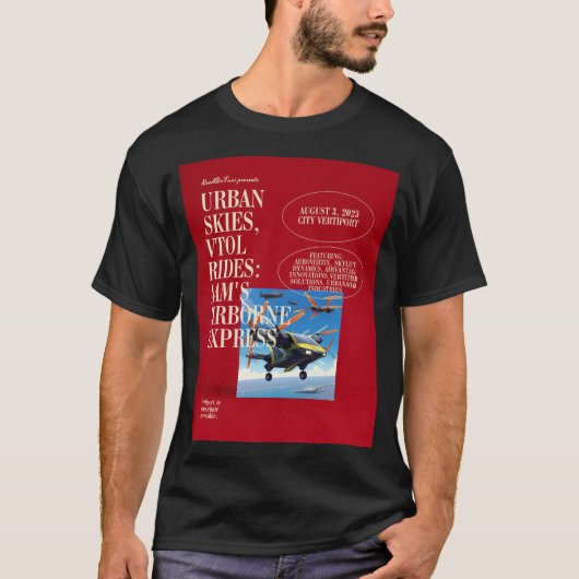DE EERSTE VLUCHT EVTOL: Rise Above, Glide de stad T-shirt (Voorkant)