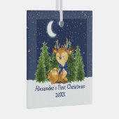 De eerste Waterverf met kerstmis van baby's Glas Ornament (Voorkant Rechts)