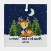 De eerste Waterverf met kerstmis van baby's Glas Ornament (Achterkant)