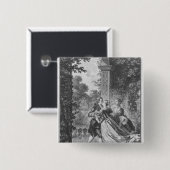De eerste zoen van liefde vierkante button 5,1 cm (Voorkant /achterkant)