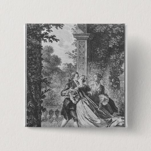 De eerste zoen van liefde vierkante button 5,1 cm (Voorkant)