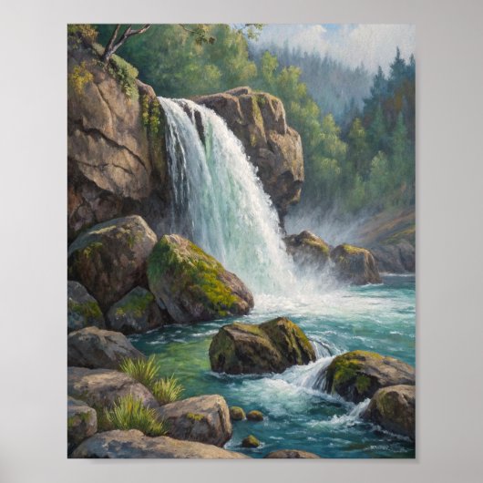 De Eeuwige Afdaling: Een Zonneovergoten Cascade Te Poster (Voorkant)