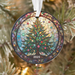 De eeuwige groenblijvende: Glas in lood Ornament