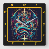 De eeuwige vlam en het drakenkruis vierkante klok (Voorkant)