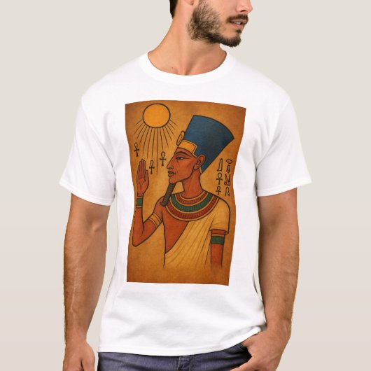 De Egyptische farao Akhenaten zonaanbiddingskunst T-shirt (Voorkant)