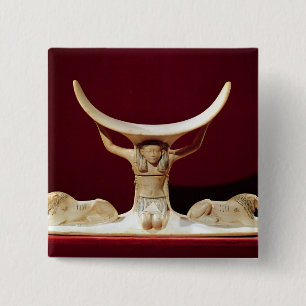 De Egyptische God van de Lucht, Shu. Vierkante Button 5,1 Cm