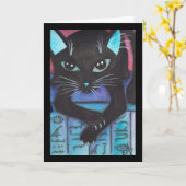 De Egyptische Zwarte Kat van de Bast Kaart (Gele Bloem)