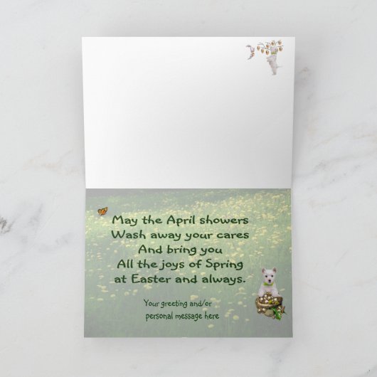 De Eieren van het Puppy van Westie - de Wensen van Feestdagen Kaart (Binnen)