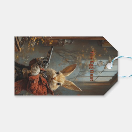 De eierjacht, de jacht op paashaas cadeaulabel (Voorkant (Horizontaal))