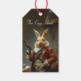 De eierjacht, de jacht op paashaas cadeaulabel