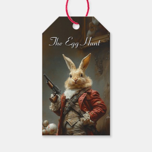 De eierjacht, de jacht op paashaas cadeaulabel (Voorkant)