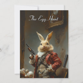 De eierjacht, de jacht op paashaas feestdagenkaart