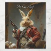 De eierjacht, de jacht op paashaas wijn etiket (Enkel label)