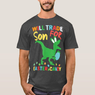 De eierjacht zal de Zoon van het Pasen Snoep Dinos T-shirt
