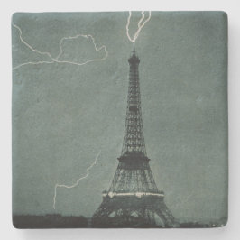 De Eiffel Tower steekt door bliksem Stenen Onderzetter