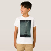 De Eiffel Tower steekt door bliksem T-shirt (Voorkant volledig)