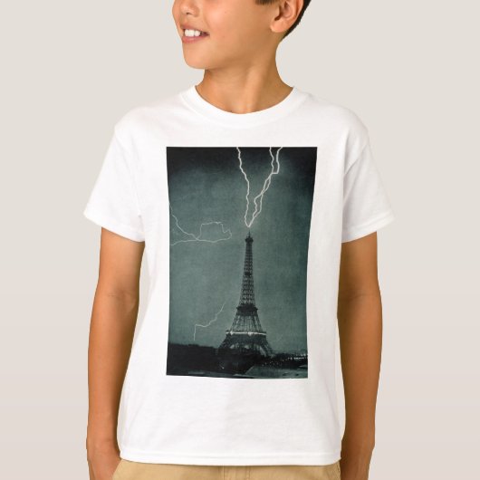 De Eiffel Tower steekt door bliksem T-shirt (Voorkant)