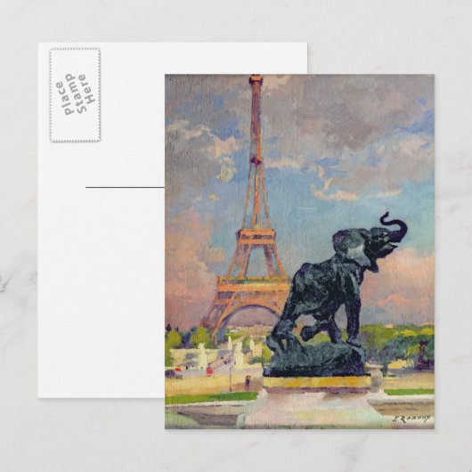 De Eiffeltoren en de olifant van Fremiet Briefkaart (Voorkant / Achterkant)