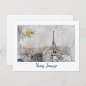 De Eiffeltoren, Frankrijk Retro Vintage Travel Briefkaart (Voorkant / Achterkant)