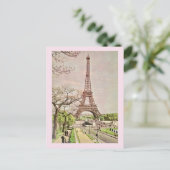 De Eiffeltoren in Roze Briefkaart (Staand voorkant)