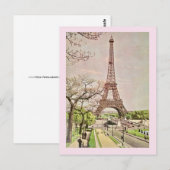 De Eiffeltoren in Roze Briefkaart (Voorkant / Achterkant)